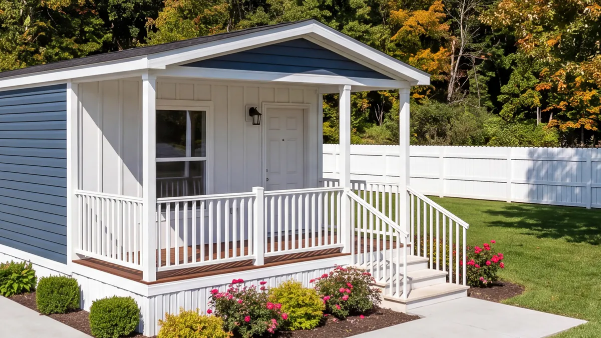 Bayou Blue home with the porch wall finished in white board and batten against the blue lap siding.